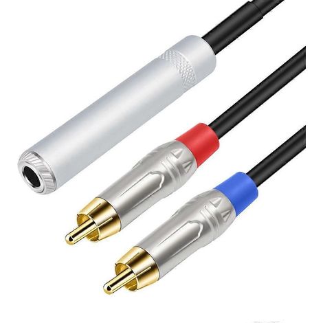 2RCA auf 6,35-mm-Stereo-Audiokonverterkabel für Mischpulte und Verstärker (1/4)