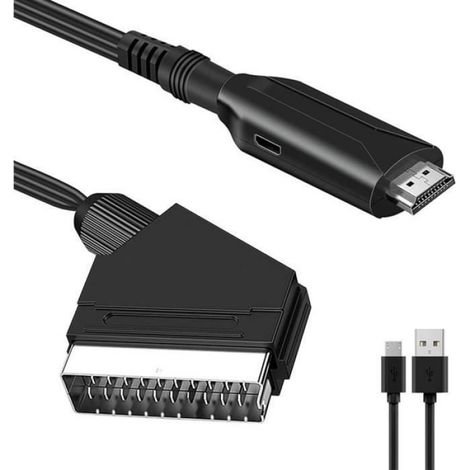 Convertisseur Peritel Vers HDMI - Convertisseur SCART Vers HDMI Avec Câble De Charge USB Pour Moniteur/Ordinateur/Projecteur/PC/TV (1/5)
