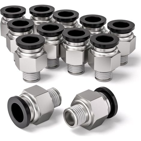 12 PCS 6 mm OD x 1/8" male thread BSP Direct Push-in Air Connection, PC6-01 quick release air line adapter (1/4)