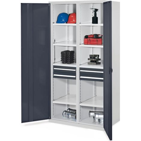 Kappes Schwerlastschränke mit Mitteltrennwand 1950x1000x600mm Vollblechtüren Modell 56 anthrazitgrau