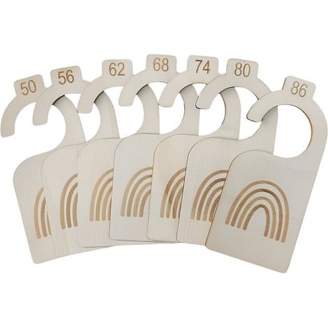 Set de 7 séparateurs de taille – Bois – 50 à 86 cm – Vêtements bébé – Cintres – Organisation (1/5)