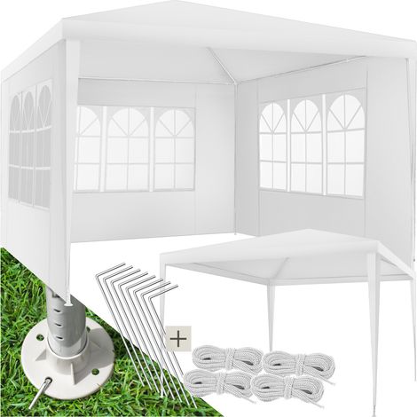 Pavillon imperméable 3x3m avec 3 parois latérales amovibles blanc