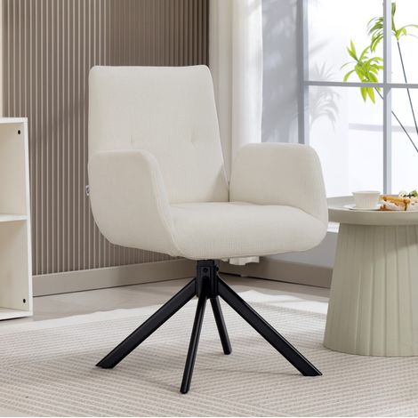 Sessel drehbar mit Polsterung 360° Cremeweiß Polyester OKMYHOME (1/5)
