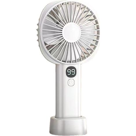 USB-wiederaufladbarer Handventilator – 5 Geschwindigkeitsstufen, leiser Betrieb mit Akkuanzeige – Weiß (1/5)