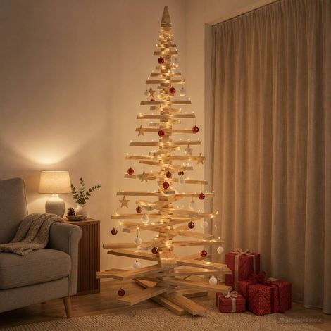 vidaXL Árbol de Navidad de madera KOTKA 210 cm Madera de Pino Maciza (1/5)