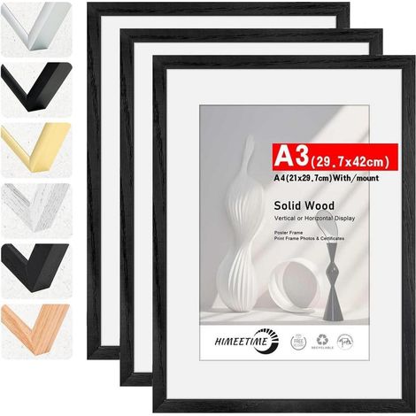 Bilderrahmen DIN A3 30x42cm Holz Schwarz A3(29,7x42cm) 3x (1/5)