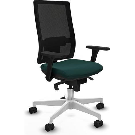 Horna sincro malla negra similpiel verde botella brazos 3D base blanca  ruedas 65mm nailon (1/5)