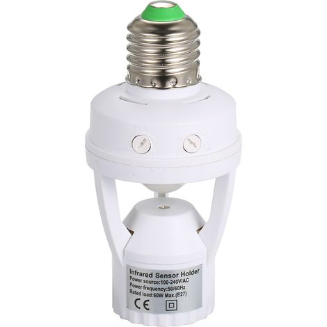 Douille E27 pour ampoule LED avec détecteur de mouvement PIR, interrupteur automatique infrarouge pour dressing, buanderie, garage, salle de bain, couloir ou escalier (1/2)
