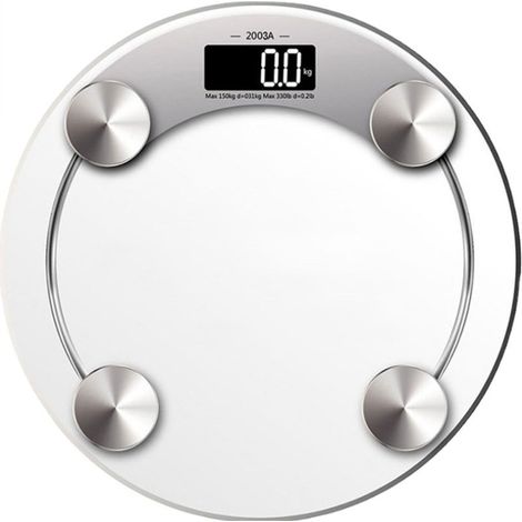 Balance impédancemètre ronde en verre trempé avec affichage numérique LED, balance électronique intelligente pour la maison et la salle de bain, 33 cm (1/5)