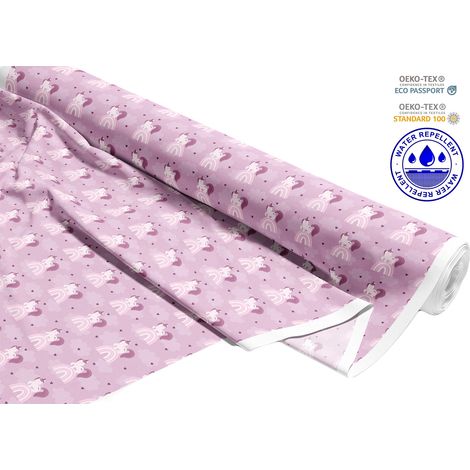 Outdoor Dekostoffe Oxford - Motiv Einhorn auf einem rosa I DR276 (1/5)