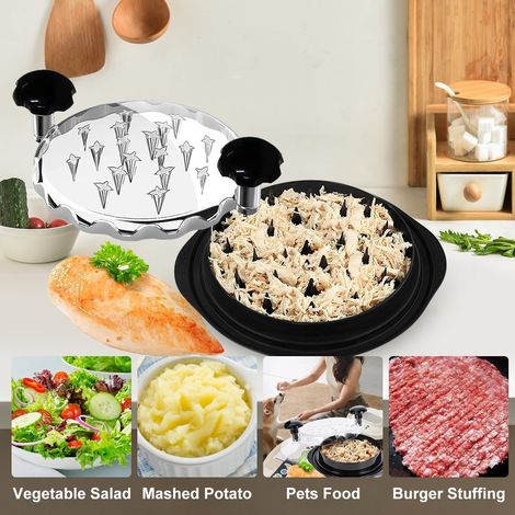Hachoir à poulet 10" Hachoir à poitrine de poulet avec couvercle transparent Poignée ergonomique Hachoir à viande antidérapant pour hacher (1/5)