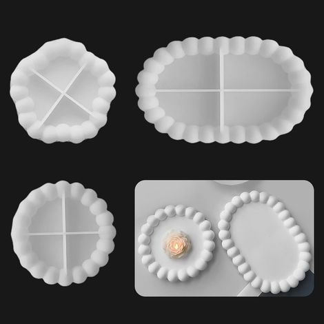 3 Pièces Moulle Silicone Resine Epoxy Plateau，diverses formes Moule Resine Epoxy,Moules Béton Plâtre，Utilisation dans Les Sous-verres,Bougeoirs,Projets de Bricolage,Décoration Intérieure (1/5)