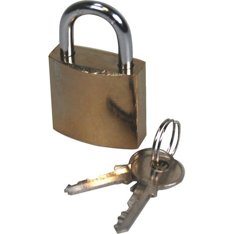 Cadenas à 2 clés, 32 mm, acier massif couleur gold, traité anti-corrosion