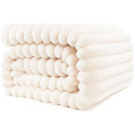 VURAHOME - Couverture douillette, couvre-lit/couverture de canapé chaude et moelleuse pour maman, femme et petite amie, 200 x 230 cm, beige (1/5)