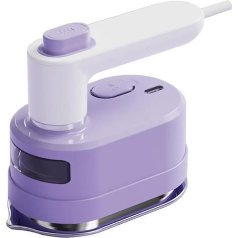 Mini Fer à Repasser Voyage,1000W Portable, 180 Degrés Pliable Mini Fer à Vapeur, Réservoir d'eau transparent, Machine à Repasser pour Voyage à Domicile, blanc-violet (1/5)