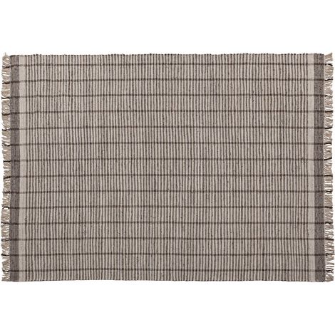 Tapis en coton beige à franges - beige et marron (1/4)