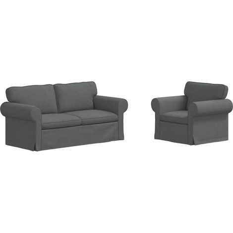 Ensemble de Canapés 2 pcs  Salon de jardin Gris foncé 175 x 82 x 80 cm tissu