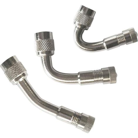 3Pcs Professionnel Kit Adaptateur D'Extension De Valve De Pneu, Extension De Tige De Valve De Pneu, Prolongateur Coude Pour Valve De Pneu, Pour Voiture Camion Moto Vélo (3 Sortes, Argent) (1/5)