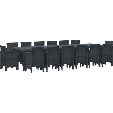 vidaXL Conjunto de Comedor de Jardín 15 pcs Antracita Ratan Polt (1/5)