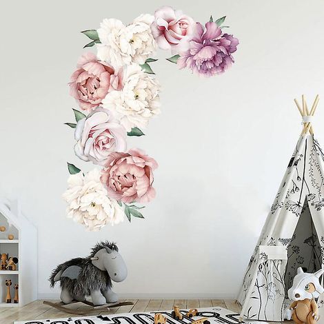 1 autocollant mural à motif floral pour chambre, salle de jeux, salon ou bureau (1/4)