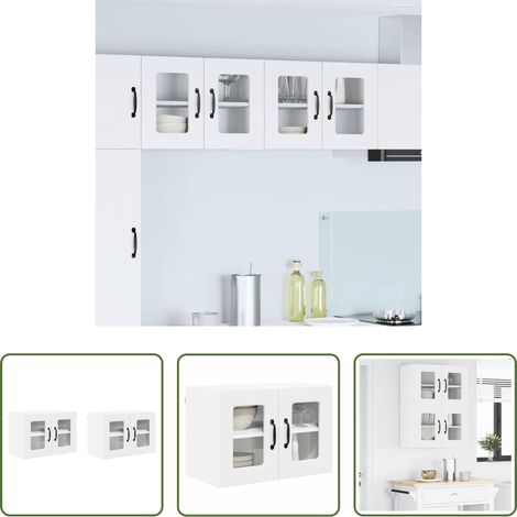 Holzschrank - Küchenschrank mit Tür 2 pcs Weiß 60 x 31 x 40 cm Holzwerkstoff (1/5)