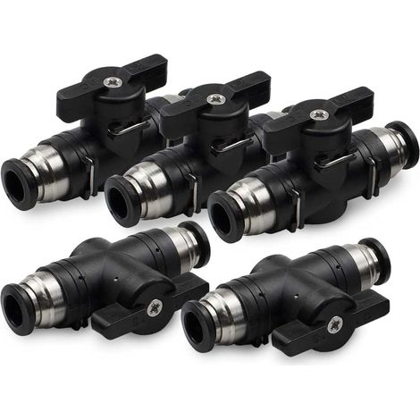 Connecteur Pneumatique, Vannes à Bille Pneumatiques 6mm, Raccords de Vannes de Contrôle, Raccords de Vannes de Contrôle à Sertir pour Tubes Pneumatiques, Raccords Rapides pour Gaz (1/5)
