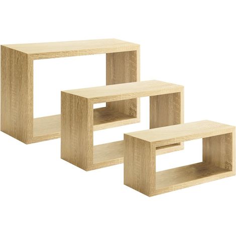 Set 3 mensole rettangolari parete rovere scaffale salotto soggiorno camera Trittico (1/4)