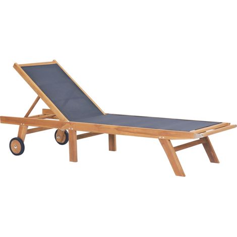 Maison Exclusive - Lettini Pieghevoli con Ruote 2 pz in Massello di Teak Textilene