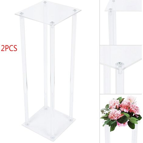 2 Stück Blumenständer aus Acryl, Stehend Pflanzenständer, Transparenter Vase, Hochzeiten Tafelaufsätze, Blumenvasen für Verlobung/Jahrestag/Party/Zuhause, 60cm Hoch