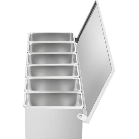 Organizador de condimentos, acero inoxidable, tapa abatible hermética, color plata. (1/2)