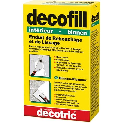 DECOTRIC - Enduit poudre rebouchage et lissage Decofill intérieur 1kg
