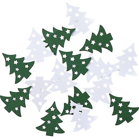 Formes de sapin de Noël en bois auto-adhésives, 16 pièces.