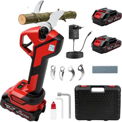 Sécateur Électrique Sans fil 40mm, Sécateur de Jardin avec 2 batteries 21V 1500 mAh et lames de rechange, 600W Moteur Sans Balais, Sécateur a Batterie pour Jardinage, Arbres Fruitiers, Vignobles (1/5)