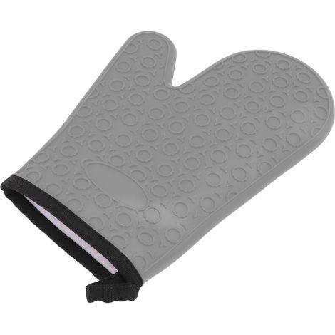 Gant de cuisine en silicone résistant à la chaleur, imperméable et antidérapant avec doublure en coton gris (1/5)