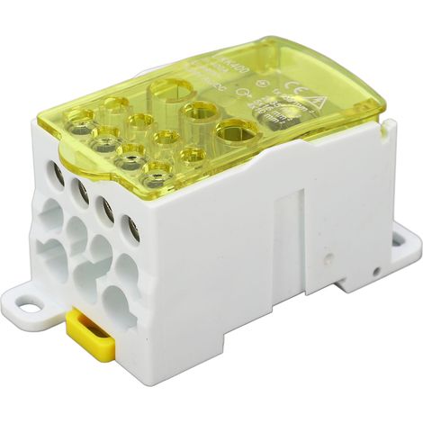 Boîtier de connexion à bornes sur rail DIN répartiteur universel 690V 400A PA66 ignifuge laiton 1x185mm² 2x35mm² 5x16mm² 4x10mm² jaune (1/5)