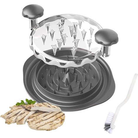 Broyeur de poulet, outil de déchiquetage de poitrine de poulet visible avec brosse, grand hachoir à viande, poignée ergonomique, antidérapant, résistant à la chaleur, passe au lave-vaisselle (1/5)