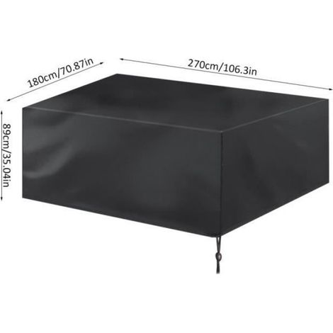 ®210D Housse Pour Mobilier De Jardin Étanche Bâche 270x180x89cm Couverture Housse De Protection Meuble Table Salons De Jardin (1/4)