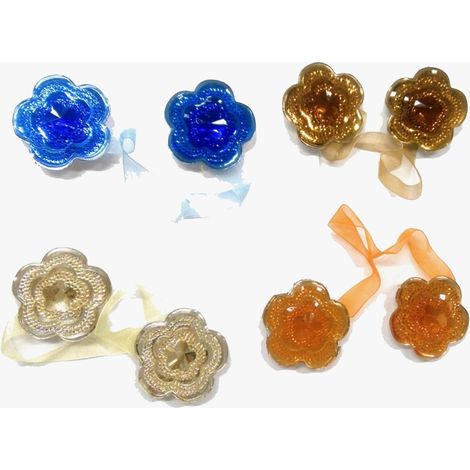 TrAdE Shop Traesio - 2 Calamite Fiori Fiore Brillantinato Fermatenda Glitter Strass Ferma Tenda -