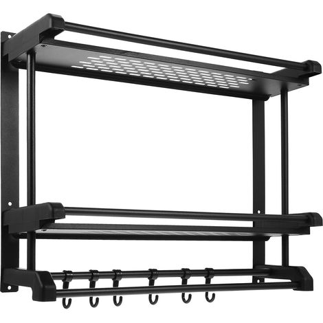 Étagère murale en acier inoxydable pour double niveau pour cuisine (1/5)