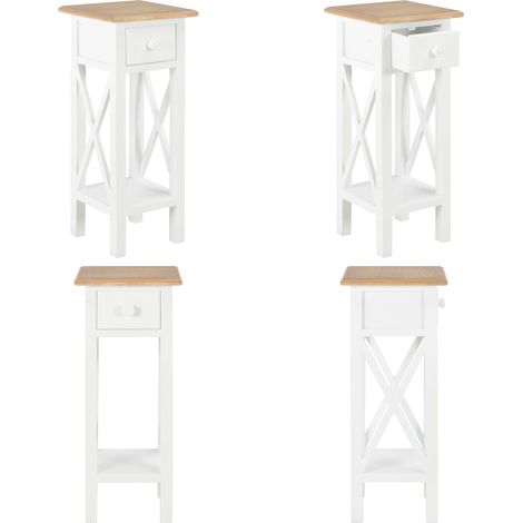 Table d'appoint Blanc 27 x 27 x 65,5 cm Bois - Table D'appoint - Table Basse - Meuble Rangement - Décoration Intérieur - Mobilier Salon - Home & Living (1/5)
