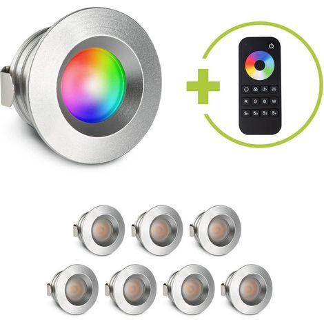 Einbaustrahler Mini flach Torino 3W RGBW IP44 - Farbe: silber - Anzahl: 8x