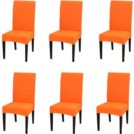 Housse de chaise 6 pièces-Orange (1/4)