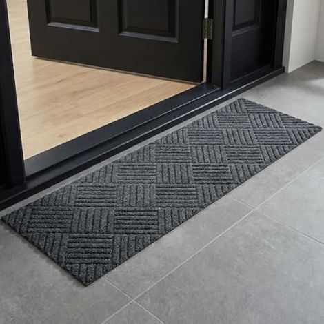Tapis Entree Interieur et Exterieur 40x120cm, Tapis Exterieur Antidérapant Gris, Facile à Nettoyer Paillasson Absorbant Lavable en Machine à Laver pour Extérieur,Entrée,Chambre,Cuisine,Couloir