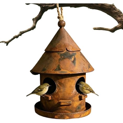 Nichoir Métallique pour Oiseaux Décoratif Vintage Cottage Mangeoire Suspendue en Fer Artisanal Pour Clôture Jardin Patio Terrasse Balcon Cour (1/5)