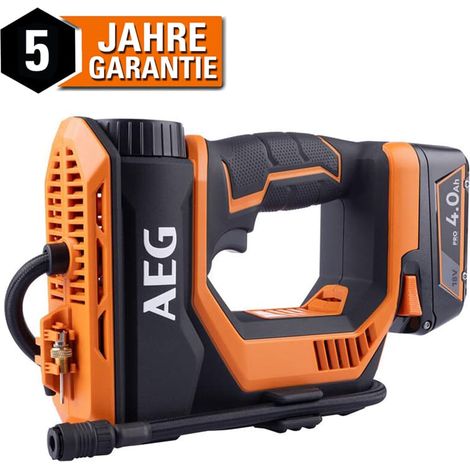 AEG 18V Akku-Hand-Kompressor BK18C-0 tragbarer Akku Luft Kompressor ohne Akku bis zu 10,3 Bar inkl. passende Adapter