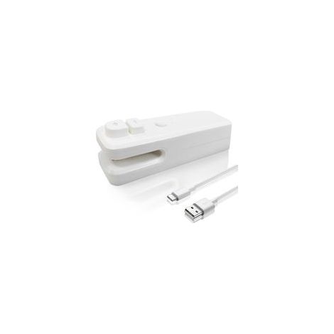 Mini scelleuse, scelleuse sous vide et machine de découpe, thermoscelleuse rechargeable 2 en 1 pour sacs de conservation des aliments, collations, fruits, biscuits frais (blanc) (1/5)