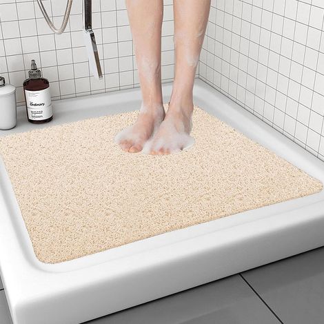 Rutschfeste Duschmatte – 1 Stück – Beige, PVC, Luffa-Stil – Massagefunktion und schnelltrocknend – Für Badezimmer und Nassbereiche – 60 x 60 cm (1/5)