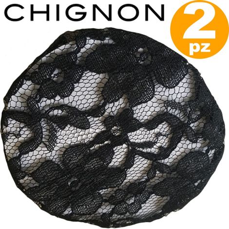 TRADE SHOP - Chignon Rete Nero Pizzo Macrame Retina Danza Capelli Cuffia Traspirante Donna -
