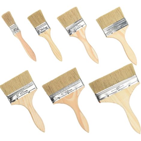 7 Pièces Pinceau Peinture Plat, Pinceaux de Peinture en Bois, pour Peinture Murale, Vernis, Colles et Bricolage. (1/5)