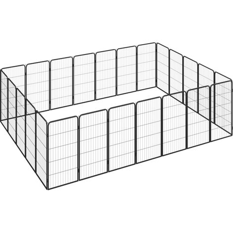 24-tlg. Hundelaufstall Schwarz 50x100cm Stahl Pulverbeschichtet
